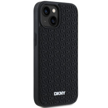 DKNY 3D Rubber Repeat Pattern dėklas, skirtas iPhone 15 Plus - juodas