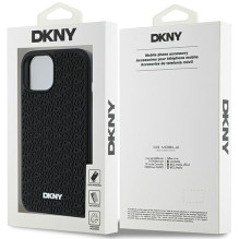 DKNY 3D Rubber Repeat Pattern dėklas, skirtas iPhone 15 Plus - juodas