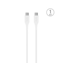 Puro Plain USB-C – USB-C 2A 1m kabelis – baltas