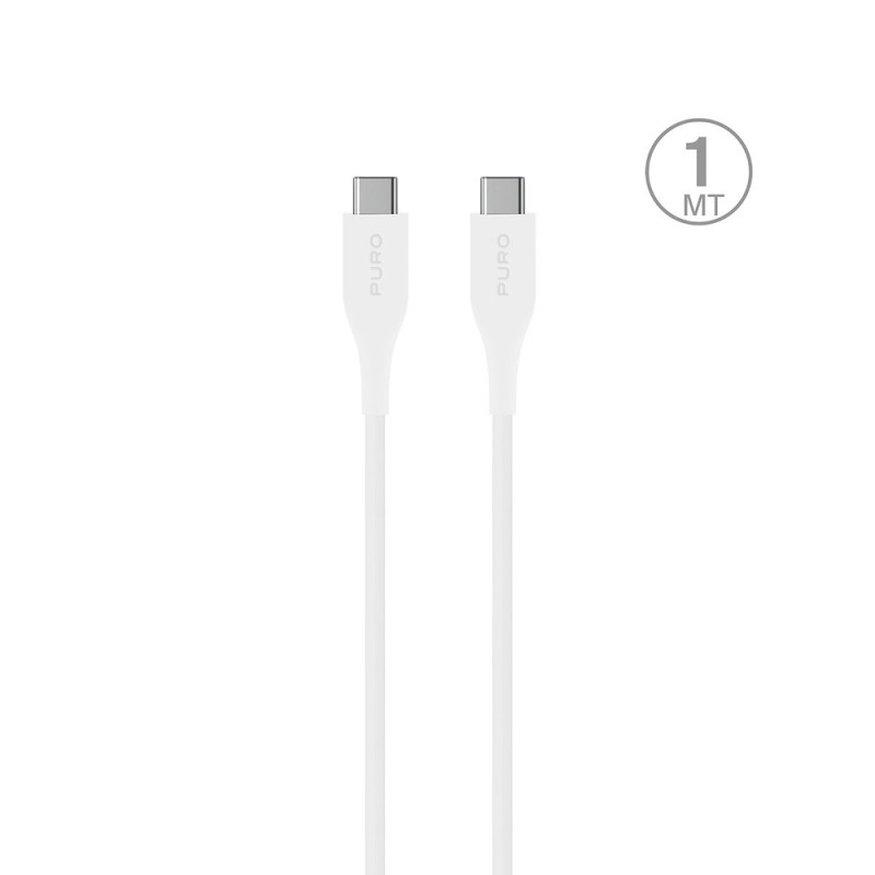 Puro Plain USB-C – USB-C 2A 1m kabelis – baltas