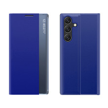 Naujas „Sleep“ dėklas, skirtas „Samsung Galaxy S25“, dangtelis su atverčiamu ir stovu – mėlynas