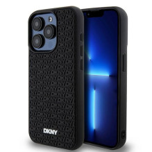 DKNY 3D Rubber Repeat Pattern dėklas, skirtas iPhone 15 Pro Max - juodas