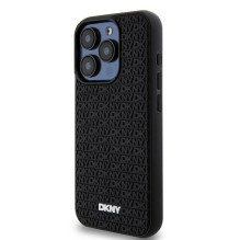DKNY 3D Rubber Repeat Pattern dėklas, skirtas iPhone 15 Pro Max - juodas