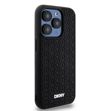 DKNY 3D Rubber Repeat Pattern dėklas, skirtas iPhone 15 Pro Max - juodas