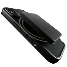 Puro Book Mag MagSafe odinis dėklas su atvartu ir kortelės lizdu, skirtas iPhone 16 – juodas