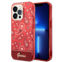 Guess GUHCP14LHGBNHR iPhone 14 Pro 6.1' raudonas / raudonas kietas dėklas Bandana Paisley