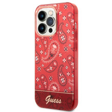Guess GUHCP14LHGBNHR iPhone 14 Pro 6.1' raudonas / raudonas kietas dėklas Bandana Paisley