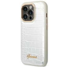 Guess Croco Collection dėklas, skirtas iPhone 14 Pro 6.1' - sidabrinis