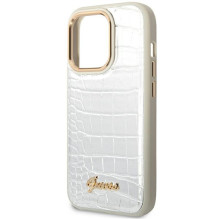 Guess Croco Collection dėklas, skirtas iPhone 14 Pro 6.1' - sidabrinis