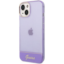 Guess Permatomas iPhone 14 6,1 colio dėklas – violetinis