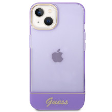 Guess Permatomas iPhone 14 6,1 colio dėklas – violetinis
