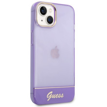 Guess Permatomas iPhone 14 6,1 colio dėklas – violetinis