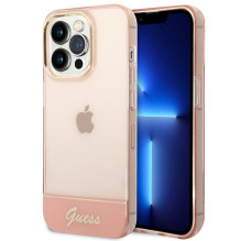 „Guess“ permatomas „iPhone 14 Pro Max“ 6,7 colio dėklas – rožinis