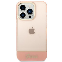 „Guess“ permatomas „iPhone 14 Pro Max“ 6,7 colio dėklas – rožinis