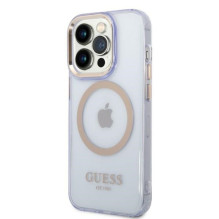 „Guess Gold Outline“ permatomas „MagSafe“ dėklas, skirtas „iPhone 14 Pro Max 6,7'“ – violetinė