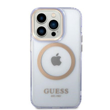 „Guess Gold Outline“ permatomas „MagSafe“ dėklas, skirtas „iPhone 14 Pro Max 6,7'“ – violetinė