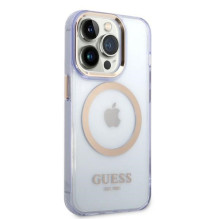 „Guess Gold Outline“ permatomas „MagSafe“ dėklas, skirtas „iPhone 14 Pro Max 6,7'“ – violetinė