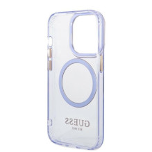 Guess Gold Outline Translucent MagSafe Case for iPhone 14 Pro Max 6.7" - Purple