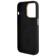 Guess Silicone Logo Strass 4G dėklas, skirtas iPhone 15 Pro – juodas