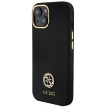 Guess Silicone Logo Strass 4G dėklas, skirtas iPhone 15 – juodas