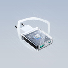 Joyroom JR-TCF14 20 W USB-A USB-C itin plonas sieninis įkroviklis – baltas