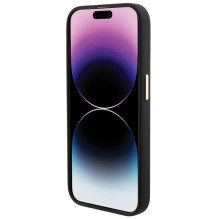 Guess Silicone Logo Strass 4G dėklas, skirtas iPhone 15 Pro Max - juodas