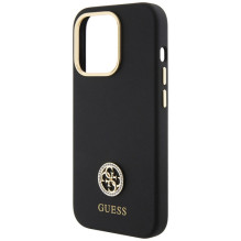 Guess Silicone Logo Strass 4G dėklas, skirtas iPhone 15 Pro Max - juodas