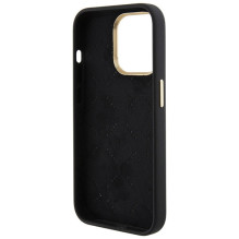 Guess Silicone Logo Strass 4G dėklas, skirtas iPhone 15 Pro Max - juodas