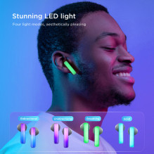 TWS Joyroom JR-TC1 IceLens serijos belaidės ausinės su LED lemputėmis – baltos