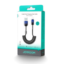 Joyroom S-A43 Crystal-Clear Series 3A USB-A – žaibo spiralinis kabelis 1,5 m – juodas