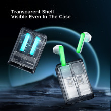 TWS Joyroom JR-TC1 IceLens serijos belaidės ausinės su LED lemputėmis – baltos