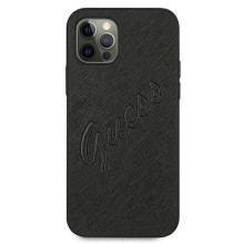Guess Saffiano Vintage Script Case for iPhone 12 Pro Max 6.7" - Black