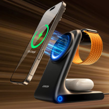 Joyroom JR-W15 belaidis įkroviklis 3 viename įkrovimo stotis su MagSafe - juoda