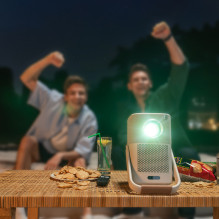 Yaber T2 Plus LCD FullHD 1080p multimedijos projektorius su JBL garsiakalbiais – smėlio spalvos