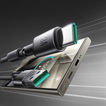 Joyroom S-A50 Unlimited Series 3A USB-A – USB-C laidas su magnetiniu tvarkykle, 1,2 m – pilka