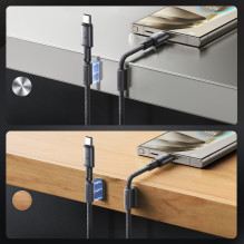 Joyroom S-A50 Unlimited Series 3A USB-A – USB-C laidas su magnetiniu tvarkykle, 1,2 m – pilka