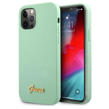Guess Metal Logo Script dėklas, skirtas iPhone 12 Pro Max 6,7' – žalias