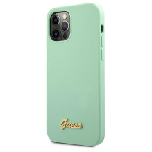 Guess Metal Logo Script dėklas, skirtas iPhone 12 Pro Max 6,7' – žalias