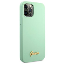 Guess Metal Logo Script dėklas, skirtas iPhone 12 Pro Max 6,7' – žalias
