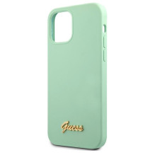 Guess Metal Logo Script dėklas, skirtas iPhone 12 Pro Max 6,7' – žalias