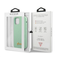 Guess Metal Logo Script dėklas, skirtas iPhone 12 Pro Max 6,7' – žalias