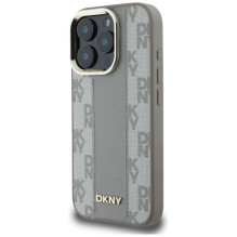 DKNY languotų raštų Magsafe iPhone 16 Pro dėklas – smėlio spalvos