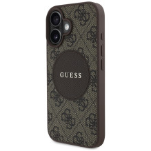 Guess 4G Circle Classic Logo MagSafe dėklas iPhone 16 - rudas
