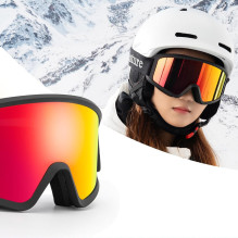 Qunature White Ski Goggles for Adults - Black