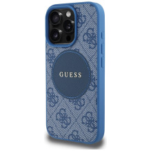 Guess 4G Circle Classic Logo MagSafe dėklas iPhone 16 Pro - mėlynas