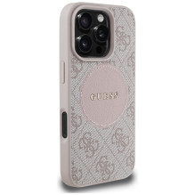Guess 4G Circle Classic Logo MagSafe iPhone 16 Pro dėklas – rožinis