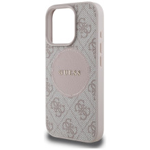 Guess 4G Circle Classic Logo MagSafe iPhone 16 Pro dėklas – rožinis