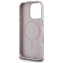 Guess 4G Circle Classic Logo MagSafe iPhone 16 Pro dėklas – rožinis
