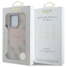 Guess 4G Circle Classic Logo MagSafe iPhone 16 Pro dėklas – rožinis