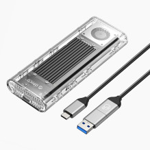 Orico TCM2-G20 M.2 NVME USB-C 3.2 20Gb / s Disk Drive - Silver / Transparent